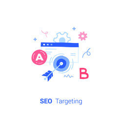 Flat design vector illustration concept of Seo Targeting, Search engine optimization. 