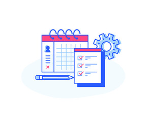 Doodle flat design icon vector illustration concept. Planning shedule