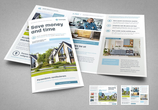 Real Estate Tri-Fold Template with Light Blue Elements