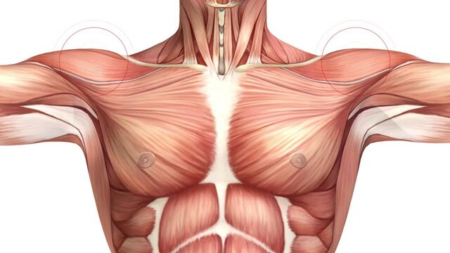 The human body, the muscles. Selected muscles of the shoulders