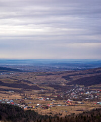 Cloudy day in the Carpathians in winter