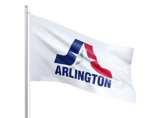 Arlington (city in Texas state) flag waving on white background, close up, isolated. 3D render
