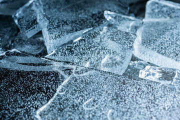 pieces of ice texture close up in the macro detail