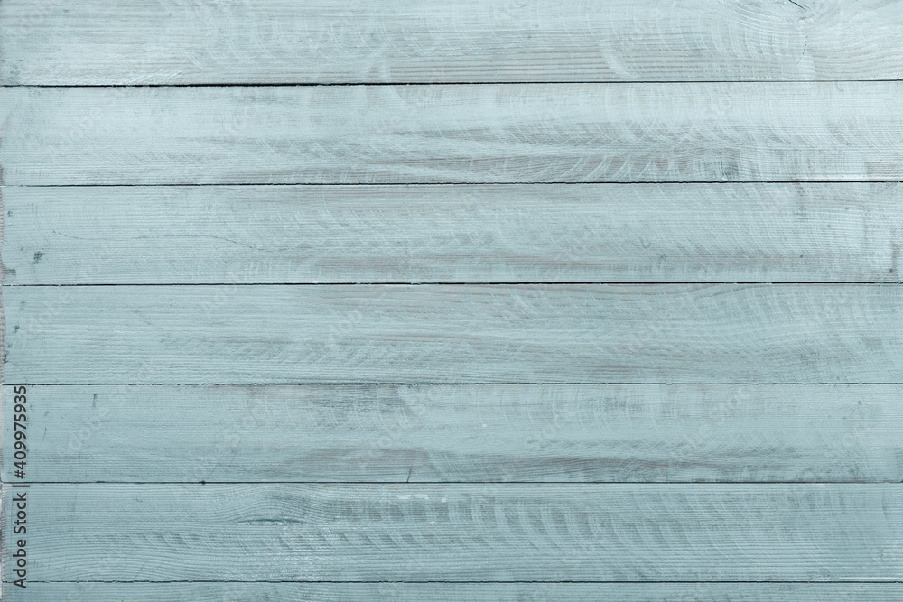 Wall mural Vintage blue wood background texture. Old painted wood wall