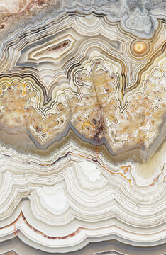Macro photograph of the patterns in a laguna lace agate from Mexico