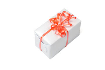 Gift in a gray box isolated on a white background.