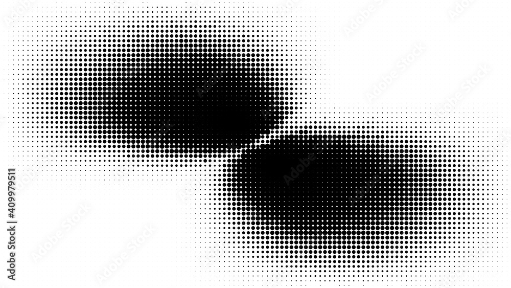 Poster halftone. comic pattern. abstract dotted radial background. texture of black dots. gradient backgrou