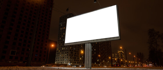 Billboard screen mockup. Mockup promotion poster in the street at night