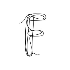 Continuous thin line letter F. vector illustration alphabet symbol with one line, minimalistic simple first letter name icon, logo