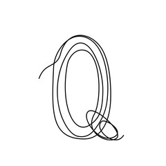 Continuous thin line letter Q. vector illustration alphabet symbol with one line, minimalistic simple first letter name icon, logo