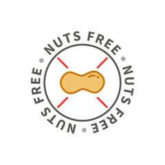 Simple allergen icon, nuts free sign on white