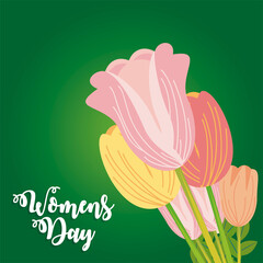 womens day flowers tulip leaf floral cartoon card