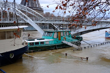 The Seine river in flood (1st February 2021, Paris - France)