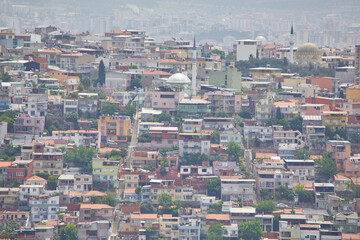 Izmir City panoramic view from building in city.