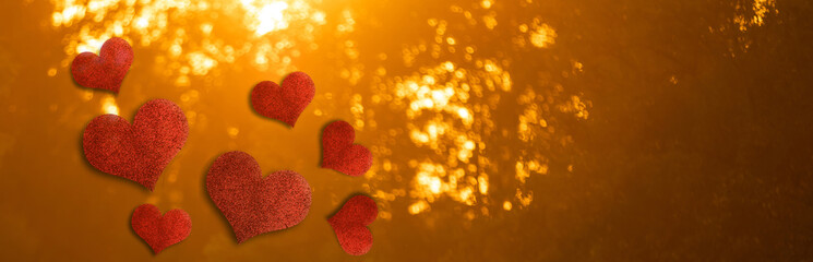 Fototapeta premium Valentine's day background with red hearts 