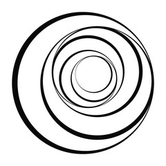 Abstract black rotated ring shape. Vector illustration. Design element for logo, sign, symbol, tattoo, web pages, prints, posters, template, monochrome pattern and abstract background