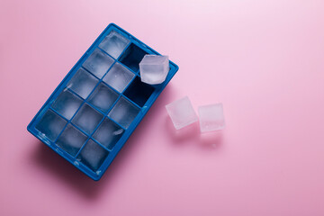 Silicone ice cube tray, flat lay composition