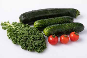 Fresh vegetables  from market on white background 