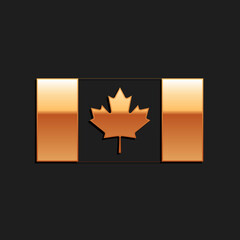 Gold Canada flag icon isolated on black background. Long shadow style. Vector.