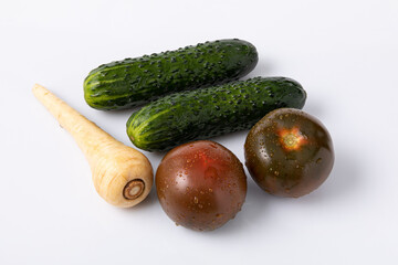 Fresh vegetables  from market on white background 