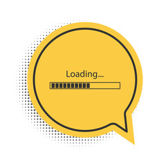 Black Loading icon isolated on white background. Progress bar icon. Yellow speech bubble symbol. Vector.