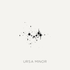 Star constellation space zodiac ursa minor black white vector