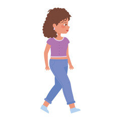 woman character walking cartoon female white background