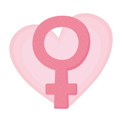 gender female sign in heart white background