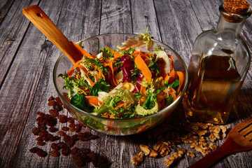 A succulent and tasty salad dressed with virgin olive oil typical of the Mediterranean diet