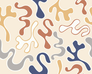 cartoon seamless pattern of colored elements of abstract shapes