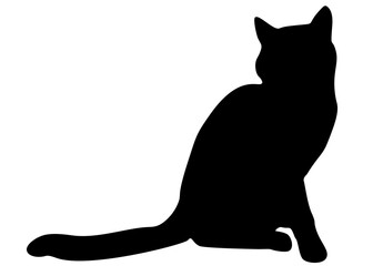 The cat is sitting. Vector image.