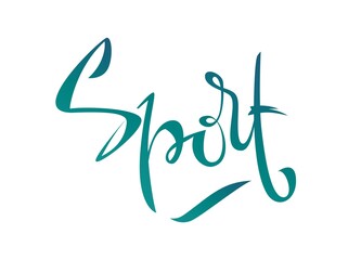 Sport calligraphy text for title isolated on white. Vector typography
