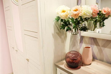 postcard layout. beautiful rose, jewelry and envelope on white background 