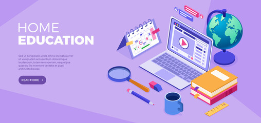 Online distance education technology from home banner