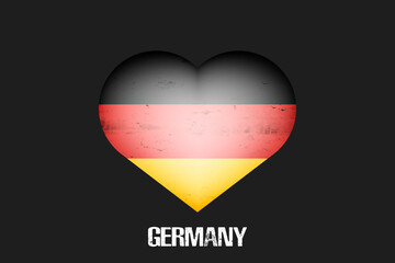 Heart with German national flag colors. Flag of Germany in the form of a heart made on an isolated background. Design pattern for greeting card on an Valentines day. Vector illustration