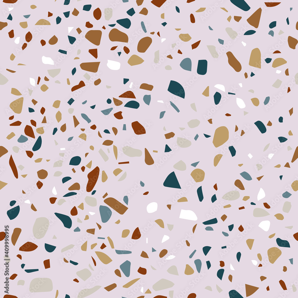 Poster colorful seamless pattern with venetian terrazzo. marble texture with scattered stone. modern minima