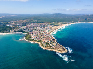 Amazing Aerial view of town of Primorsko, Bulgaria