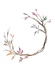 Wreath of colorful leaves hand drawn