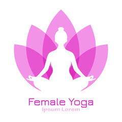 Meditation logo, female yoga icon