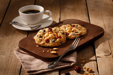 Homemade Healthy Cereal butter Cookies with whole grain cereal, fruit and nuts