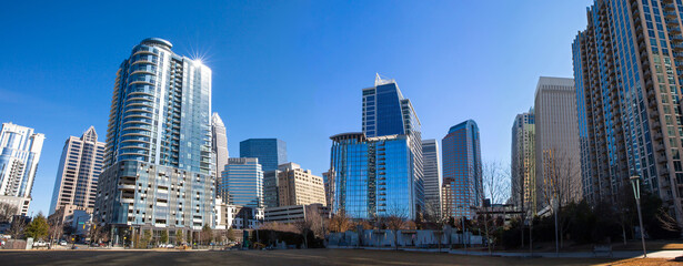Obraz premium Panorama of Charlotte, North Carolina Skyline