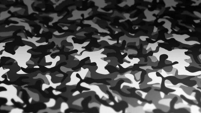 White camouflage pattern background. Military uniform concept. Abstract line and wave texture. Loop animation.
