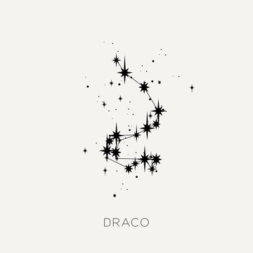 Star constellation space zodiac draco black white vector