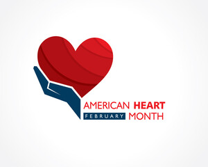 Vector illustration of National American Heart Month observed in February