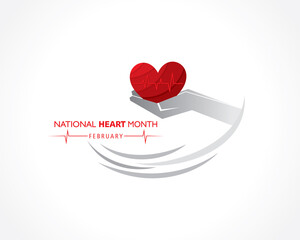 Vector illustration of National Heart Month observed in February