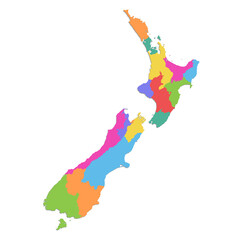 New Zealand map, administrative division, colors map isolated on white background blank