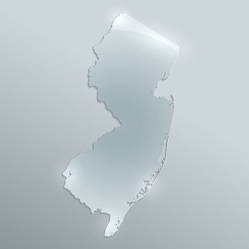 New Jersey map glass card paper 3D blank