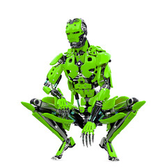 master cyber robot is crouched