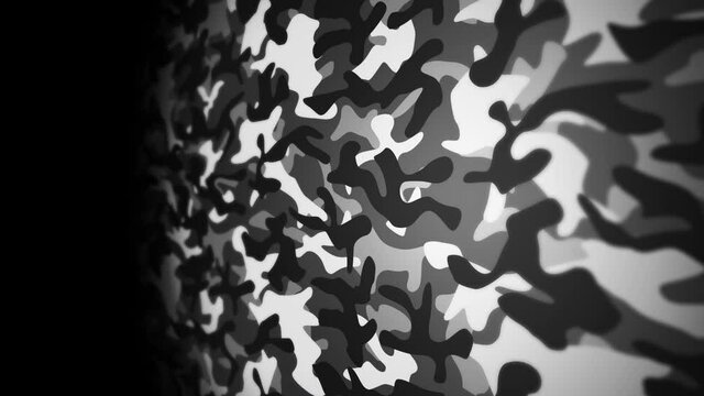 White camouflage pattern background. Military uniform concept. Abstract line and wave texture. Loop animation.