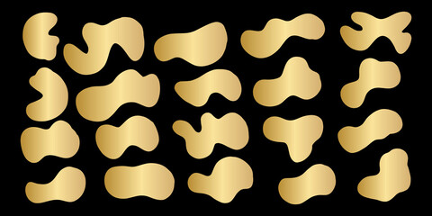 Big collection of hand drawn golden grunge torn box shapes. Vector isolated background. Edge gold frames. Distressed brush strokes, blots, borders and rough dividers.